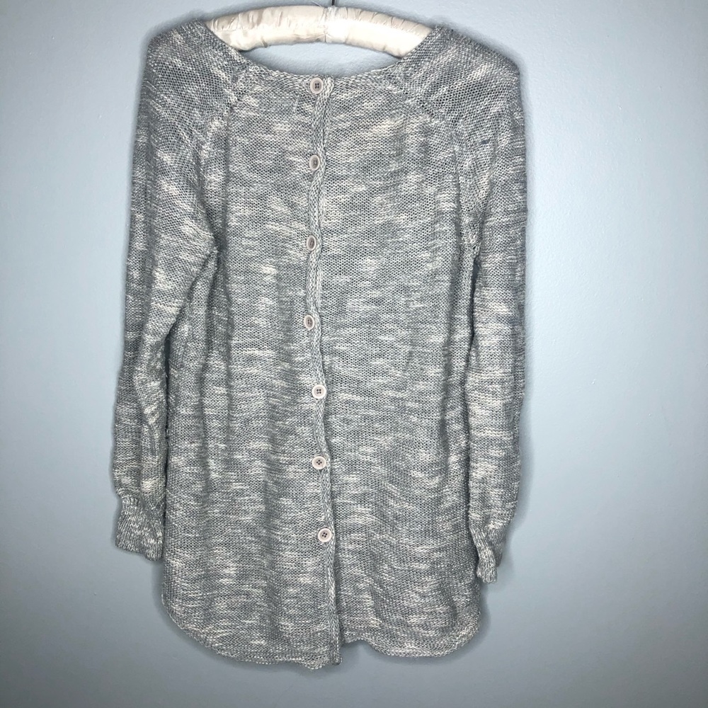 ANTHRO Sparrow Slub Back Button Gray Sweater - Picture 8 of 8